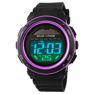 Hot Famous Brand Men Boys Solar Alarm Digital LED 50M Waterproof