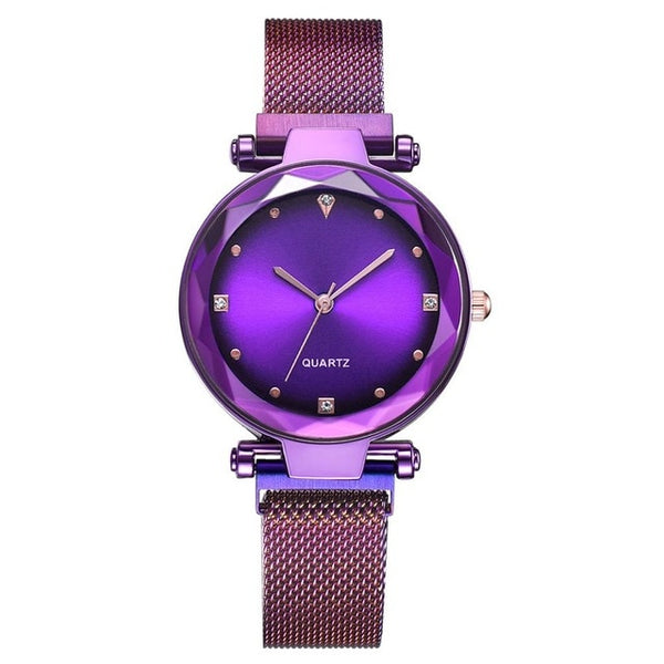 Women Watches Rose Gold Starry Sky Magnetic