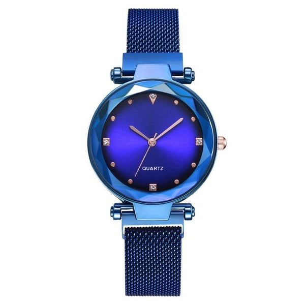 Women Watches Rose Gold Starry Sky Magnetic